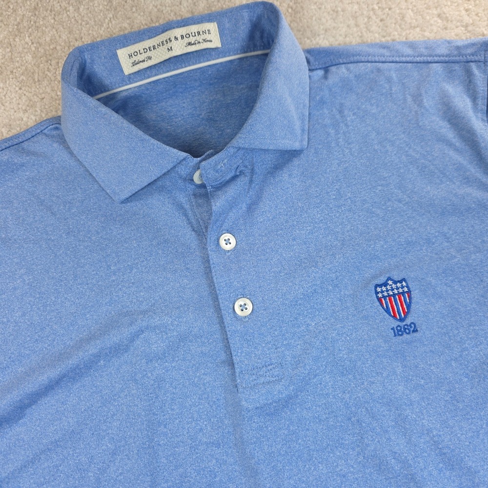 Holderness & Bourne Anderson Polo Mens M Blue Union League Golf Tailored Fit